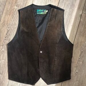 Vintage Hombre Mode Brown 100% Leather Vest Size Medium